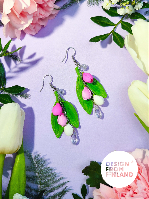 Tulppaani-korvakorut - iso - hempe&auml; vaaleanpunainen